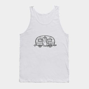 Line art of a vintage caravan Tank Top